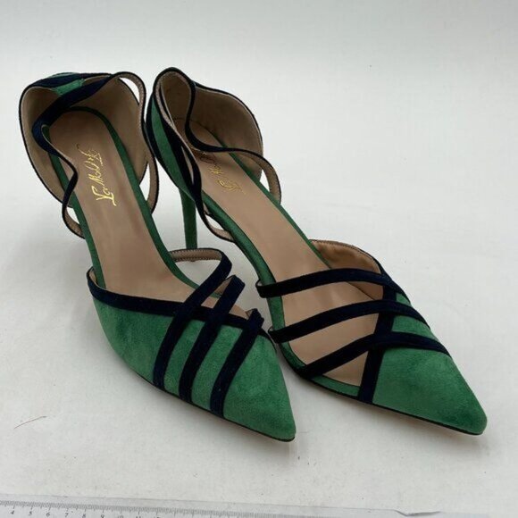 FOWT High Heels Suede Color Block Pointed Toe Stiletto Party Shoes Dress Shoes - Picture 3 of 7